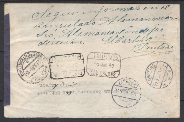 Brief (retour Brief), Beförderung durch Deutsche Luftpost, Europa-Südamerika Linie.